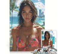 Puzzle per adulti da 1000 pezzi con ragazza bruna in bikini sulla spiaggia, gioco pratico, attività divertente da fare a casa, per rafforzare l'amore tra le coppie, 38x26cm