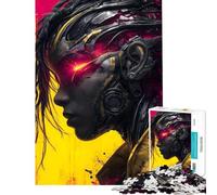 Puzzle per adulti da 1000 pezzi con ragazza cyberpunk e occhio rosso luminoso Puzzle antistress per adulti ideale per gare di velocità e riduzione dello stress (dimensioni 38x52cm)