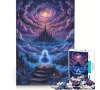 Puzzle per adulti da 1000 pezzi con ragazza dal castello da sogno, gioco pratico, ideale per passare il tempo durante le vacanze a casa, con poster abbinato e foglio di curiosità 38x52cm