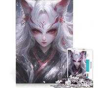 Puzzle per adulti da 1000 pezzi con ragazza dalla maschera di volpe mistica antistress da assemblare compleanno e Natale 38x52cm