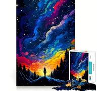 Puzzle per adulti da 1000 pezzi con ragazza della foresta e stella,pixel art,bordi affilati,gioco di abilità mentale,divertente,gioco tranquillo,regalo di Natale rilassante (38x52cm)