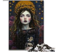 Puzzle per adulti da 1000 pezzi con ragazza e gatto, giocattoli per l'intrattenimento della famiglia, ideali come regali per tutta la famiglia dai 14 anni in su dimensioni 50x75cm