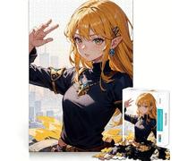 Puzzle per adulti da 1000 pezzi con ragazza elfa anime,sfida mentale,taglio preciso,allineamento perfetto,divertimento per tutta la famiglia,attività serale (38x52cm)