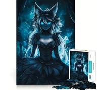 Puzzle per adulti da 1000 pezzi con ragazza lupo anime dagli occhi azzurri,disegni dai tagli nitidi,gioco divertente per la concentrazione,momento di relax,regalo di Natale divertente 38x26cm