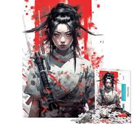 Puzzle per adulti da 1000 pezzi con ragazza ninja arte giapponese giocattolo fai da te ideale per passare il tempo durante le vacanze o come regalo per gli appassionati di videogiochi (50x75cm)