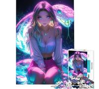 Puzzle per adulti da 1000 pezzi con ragazza serpente al neon ideale per compleanno e Natale Gioco di precisione con taglio manuale adatto a partire dai 14 anni (50x75cm)