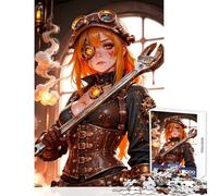 Puzzle per adulti da 1000 pezzi con ragazza steampunk e chiave inglese Gioco educativo per migliorare la memoria antistress e divertente da fare a casa (38x52cm)