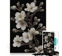 Puzzle per adulti da 1000 pezzi con ramo di ciliegio in fiore,oro e bianco,taglio preciso,divertente gioco di problem solving,svago,regalo di compleanno (38x26cm)