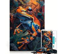 Puzzle per adulti da 1000 pezzi con rana arancione tropicale, taglio preciso, gioco cognitivo, rilassante, decorazione natalizia da parete (38x52cm)
