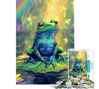 Puzzle per adulti da 1000 pezzi con rana colorata e ninfea gioco interattivo e stimolante per l'intelletto ideale come regalo per uomini e donne antistress (dimensioni 38x52cm)