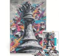 Puzzle per adulti da 1000 pezzi con regina degli scacchi e graffiti, gioco rompicapo, antistress, da aggiungere alla lista dei desideri con Babbo Natale 50x75cm