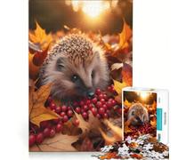 Puzzle per adulti da 1000 pezzi con riccio e foraggio autunnale, gioco pratico, attività divertenti da fare a casa, ottimo regalo per gli appassionati di videogiochi 38x26cm