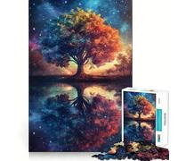 Puzzle per adulti da 1000 pezzi con riflesso dell'albero celeste,pezzi ben definiti,gioco di abilità mentale,gioco per il tempo libero,opera d'arte natalizia (38x52cm)
