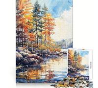 Puzzle per adulti da 1000 pezzi con riflesso sul lago autunnale, stimolante per la mente, rilassante, ideale per i momenti di relax, perfetto come regalo di Natale (38x26cm)