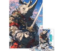 Puzzle per adulti da 1000 pezzi con rinoceronte samurai Aiuta a sviluppare la concentrazione e la precisione Gioco per famiglie dai 14 anni in su (38x52cm)
