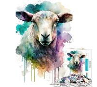 Puzzle per adulti da 1000 pezzi con ritratti di pecore ad acquerello gioco intellettuale educativo divertente e spiritoso regalo per compleanni (dimensioni 38x26cm)