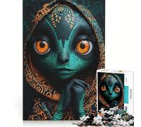 Puzzle per adulti da 1000 pezzi con ritratto alieno e motivi tribali, gioco pratico, ideale per passare il tempo durante le vacanze a casa e per rafforzare l'amore di coppia 38x52cm