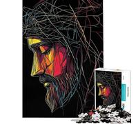 Puzzle per adulti da 1000 pezzi con ritratto astratto di Gesù Cristo Gioco interattivo sfida impegnativa ideale come regalo per tutta la famiglia (dimensioni 38x26cm)