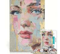 Puzzle per adulti da 1000 pezzi con ritratto astratto e dettagli dorati, gioco pratico, ideale per passare il tempo durante le vacanze a casa e per rafforzare l'amore di coppia 38x26cm