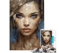 Puzzle per adulti da 1000 pezzi con ritratto cubista a illusione ottica stimolante per la mente ideale per donne e famiglie adatto a partire dai 14 anni (38x52cm)