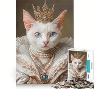 Puzzle per adulti da 1000 pezzi con ritratto della regina dei gatti,design finemente intagliato,attività stimolante per la mente,momento di relax,decorazione natalizia (38x26cm)