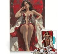 Puzzle per adulti da 1000 pezzi con ritratto della regina in abito rosso gioco rilassante allena la mente e la manualità compleanno e Natale 38x52cm