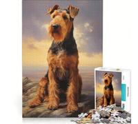 Puzzle per adulti da 1000 pezzi con ritratto di Airedale Terrier, gioco pratico, divertente e spiritoso, collezione d'artista, belle arti 38x26cm