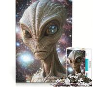 Puzzle per adulti da 1000 pezzi con ritratto di alieno grigio cosmico, ideale per rilassarsi, passare il tempo durante le vacanze, un regalo perfetto per gli appassionati di videogiochi 38x52cm
