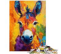 Puzzle per adulti da 1000 pezzi con ritratto di asino dai colori vivaci ideale per adolescenti perfetto per passare il tempo durante le vacanze come regalo di compleanno o di Natale (38x52cm)