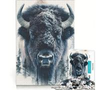 Puzzle per adulti da 1000 pezzi con ritratto di bisonte, gioco rompicapo, antistress, da aggiungere alla lista dei desideri con Babbo Natale 38x26cm