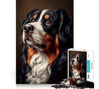 Puzzle per adulti da 1000 pezzi con ritratto di cane da montagna bernese,incastro preciso,gioco di logica,gioco facile,decorazione natalizia da parete (38x52cm)