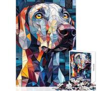 Puzzle per adulti da 1000 pezzi con ritratto di cane in stile geometrico ideale per rilassarsi passare il tempo in casa decorare la casa o come regalo per tutta la famiglia (38x26cm)