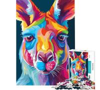 Puzzle per adulti da 1000 pezzi con ritratto di canguro colorato gioco educativo e stimolante ideale per il relax e il miglioramento della memoria perfetto come regalo di compleanno (38x52cm)