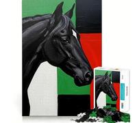 Puzzle per adulti da 1000 pezzi con ritratto di cavallo nero su sfondo geometrico,taglio preciso,divertente,attività stimolante per la mente,svago,regalo di compleanno per appassionati di hobby