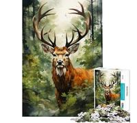 Puzzle per adulti da 1000 pezzi con ritratto di cervo gioco impossibile giocattolo educativo regalo di Babbo Natale segreto per divertimento in famiglia (dimensioni 38x26cm)