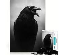 Puzzle per adulti da 1000 pezzi con ritratto di corvo nero e bordi netti,gioco di costruzione che favorisce la concentrazione,divertimento a ritmo lento,regalo di Natale per il tempo libero 50x75cm
