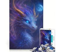 Puzzle per adulti da 1000 pezzi con ritratto di drago celeste, antistress, stimolante e impegnativo, gioco dal design accattivante 38x26cm