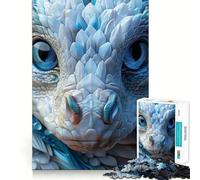 Puzzle per adulti da 1000 pezzi con ritratto di drago dagli occhi azzurri,taglio preciso,divertente attività per stimolare la mente,svago,regalo di compleanno per appassionati di hobby 38x52cm