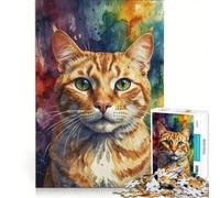 Puzzle per adulti da 1000 pezzi con ritratto di gatto arancione ad acquerello gioco rilassante ideale per passare il tempo durante le vacanze un regalo perfetto per gli appassionati di videogiochi