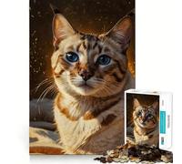 Puzzle per adulti da 1000 pezzi con ritratto di gatto del Bengala,bordi perfetti,gioco intelligente,regalo,gioco di ozio,Natale,arte per il tempo libero (50x75cm)