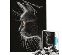 Puzzle per adulti da 1000 pezzi con ritratto di gatto nero Aiuta a stimolare la mente e ad apprendere Gioco educativo rompicapo per ragazzi dai 14 anni in su 38x52cm