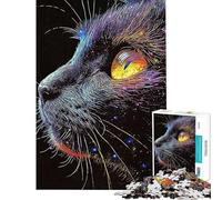 Puzzle per adulti da 1000 pezzi con ritratto di gatto nero ideale per adolescenti perfetto per passare il tempo durante le vacanze come regalo di compleanno o di Natale 38x26cm