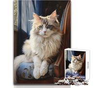 Puzzle per adulti da 1000 pezzi con ritratto di gatto Ragdoll, gioco intellettuale, sfida difficile, idee regalo, dimensioni 38x52cm