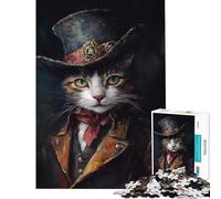Puzzle per adulti da 1000 pezzi con ritratto di gatto steampunk gioco rilassante sfida per l'intelligenza giocattolo che crea dipendenza ottimo regalo attività per tutta la famiglia (50x75cm)