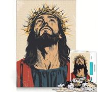 Puzzle per adulti da 1000 pezzi con ritratto di Gesù Cristo gioco rilassante allena la mente e la manualità compleanno e Natale 38x26cm