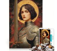 Puzzle per adulti da 1000 pezzi con ritratto di Giovanna d'Arco e spada gioco rilassante allena la mente e la manualità compleanno e Natale 38x26cm