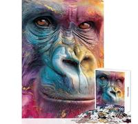 Puzzle per adulti da 1000 pezzi con ritratto di gorilla colorato gioco educativo sfida impegnativa decorazione da parete per rafforzare l'amore tra le coppie (50x75cm)