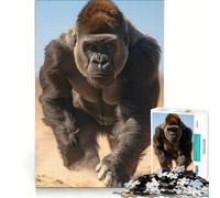 Puzzle per adulti da 1000 pezzi con ritratto di gorilla in carica, antistress, difficile e stimolante, gioco dal design accattivante 38x26cm