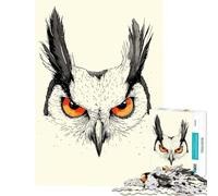 Puzzle per adulti da 1000 pezzi con ritratto di gufo dallo sguardo intenso Giocattolo educativo gioco per famiglie sfida impegnativa regalo di Babbo Natale segreto (dimensioni 38x52cm)
