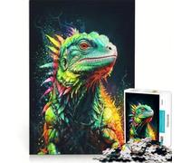 Puzzle per adulti da 1000 pezzi con ritratto di iguana colorata al neon, gioco pratico, rilassante e stimolante per la mente, regalo di compleanno, regalo di viaggio 38x52cm